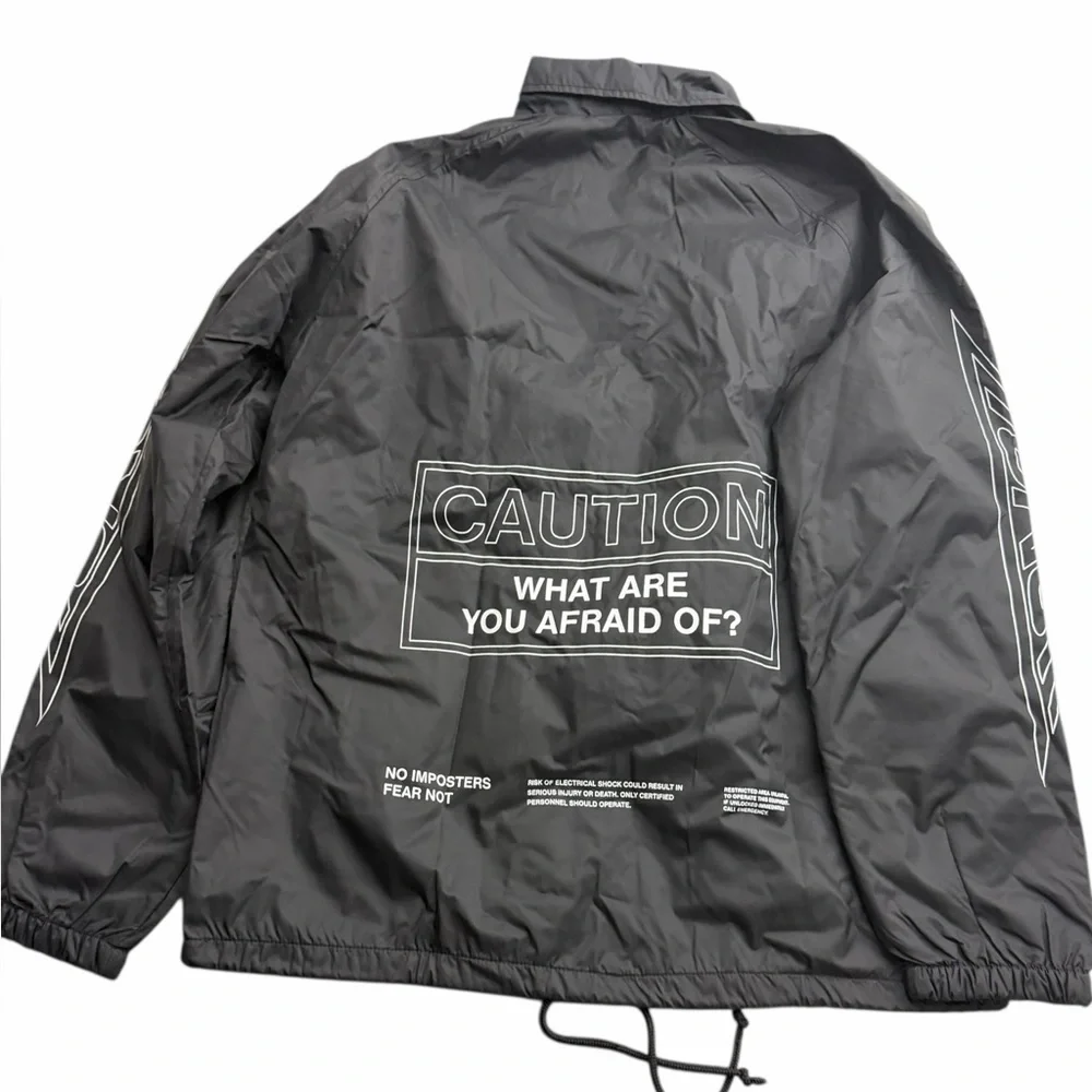Honor The Gift Black Coach Jacket Graphic‎ Print Nylon Windbreaker Medium